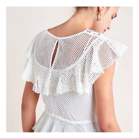 Anthropologie Ranna Gill Mesh Peplum Top - Picture 3 of 7